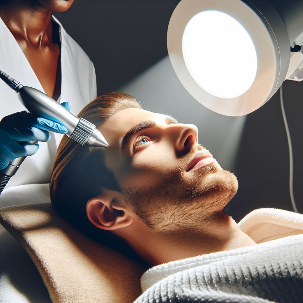 Client receiving cilt gençleştirme treatment at Alanya Aesthetic clinic.