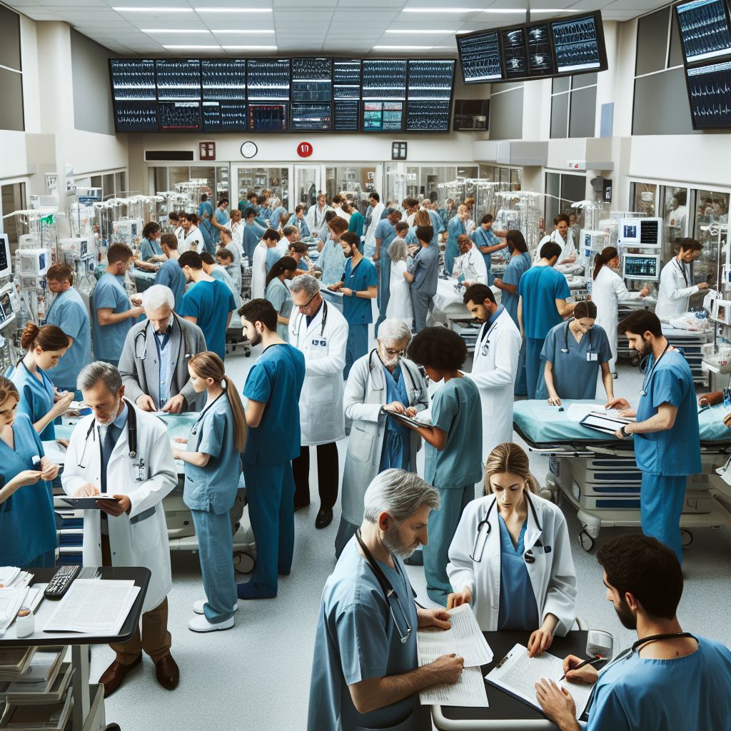 Busy emergency room at Alanya Başkent Hastanesi Ek Binası with medical staff assisting patients