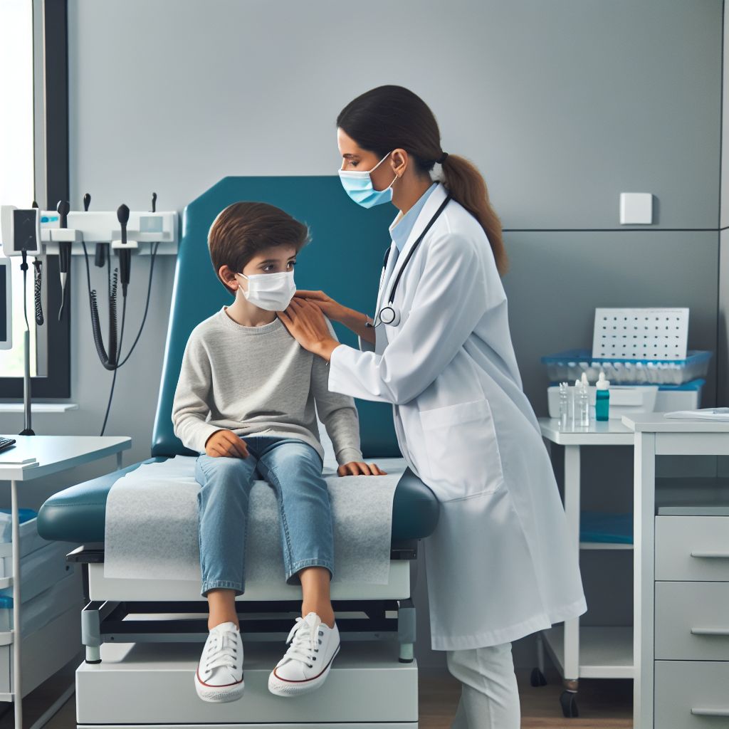 Child receiving a health check-up at Alanya - Cikcilli Sağlık Ocağı.