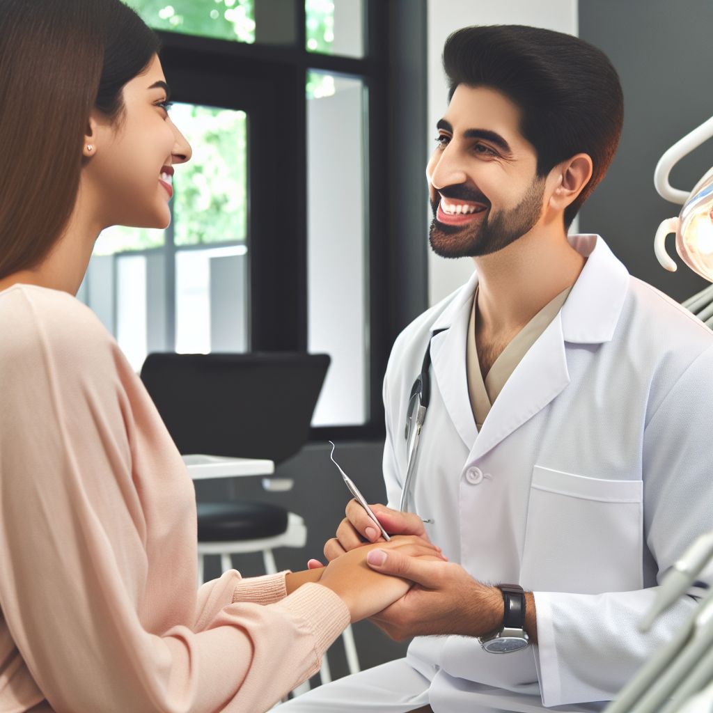 Dentist providing personal care to a patient at Alanya Diş Hekimi İbrahim Türker clinic.