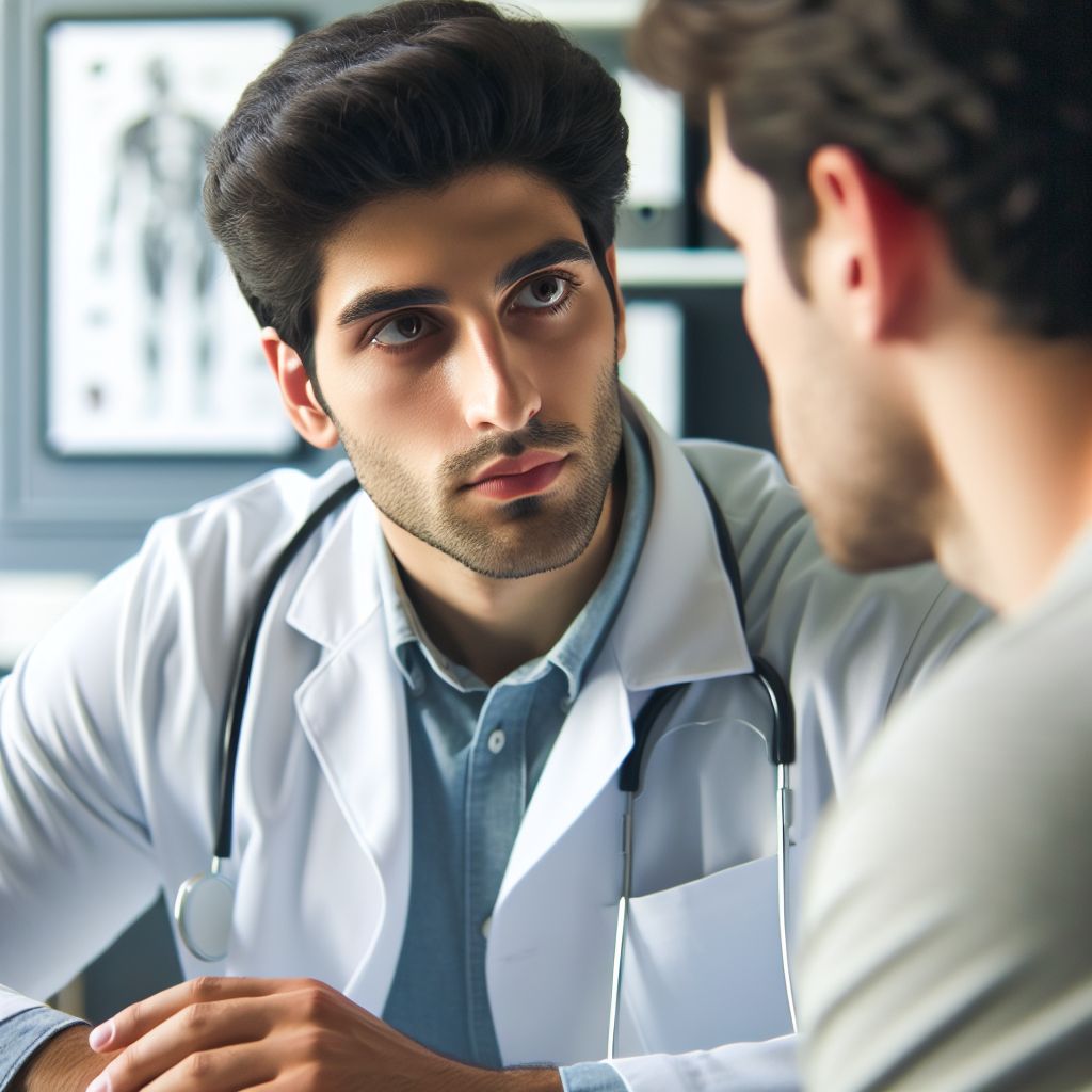 Dr. Selahaddin Aslan consulting with a patient at Alanya Estetik clinic