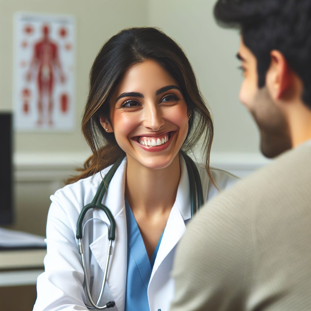 Friendly doctor patient interaction in Alanya clinic