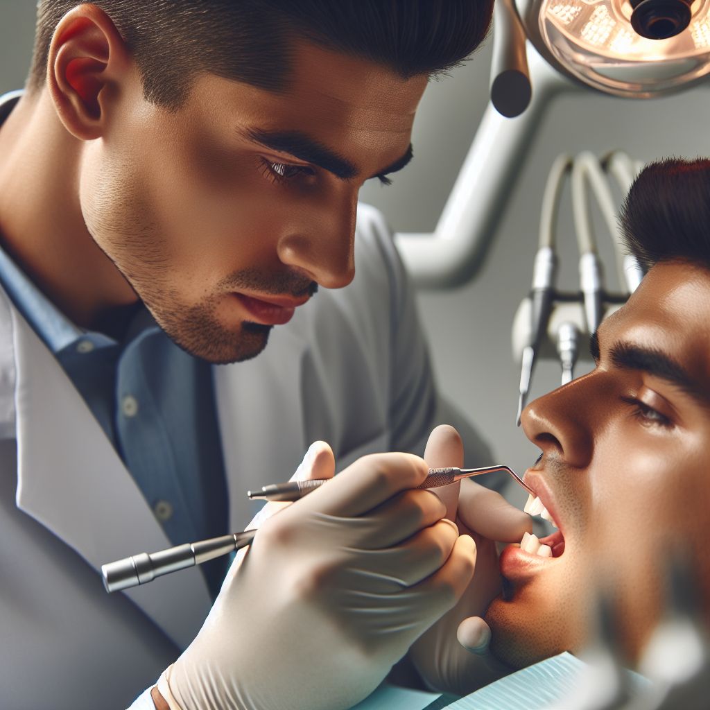 Orthodontist Dr. Mehmet Ali ÖZER examining patient teeth