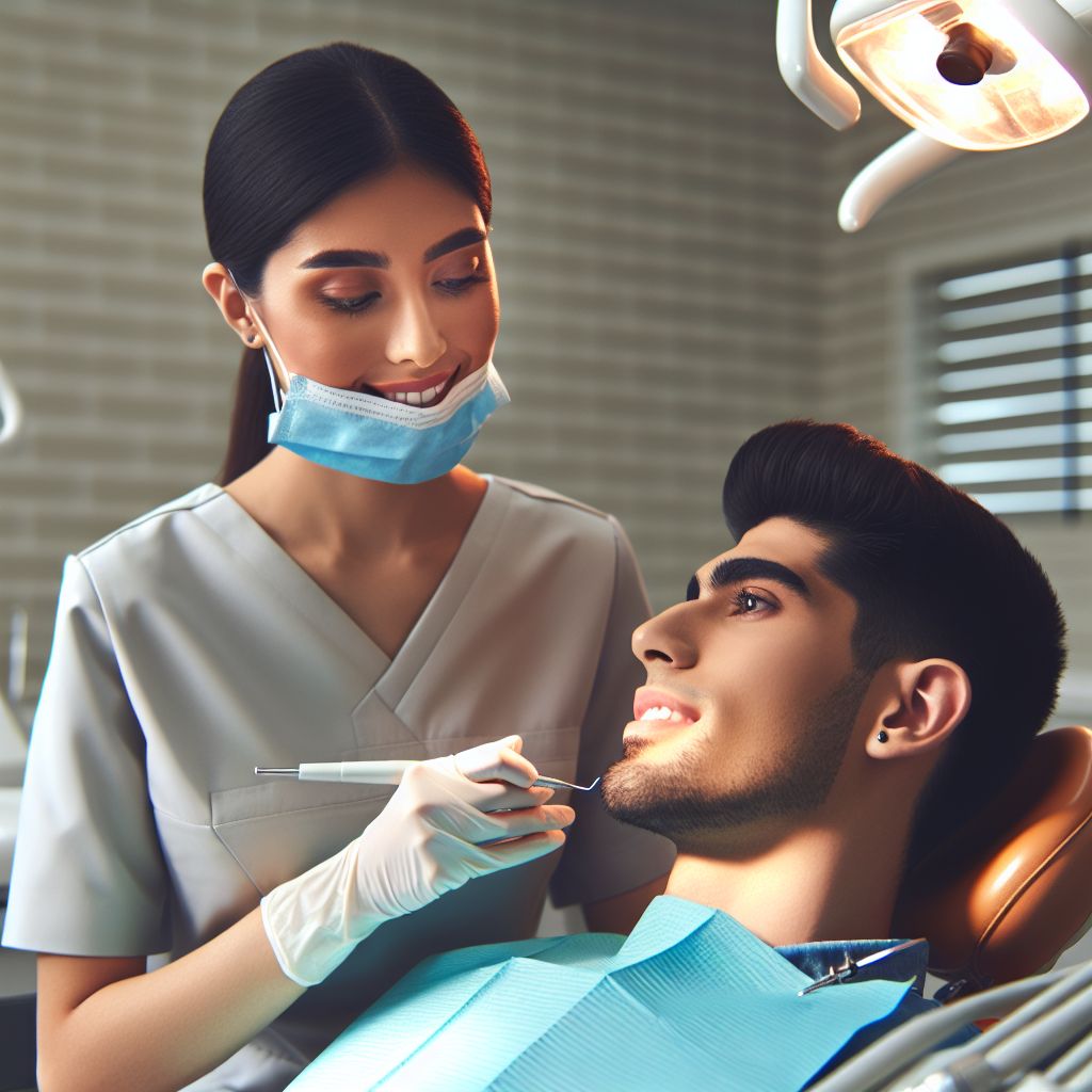 Dentist examining a patient at Alanya Özel Ayşe Erken Ağız Sağlığı clinic