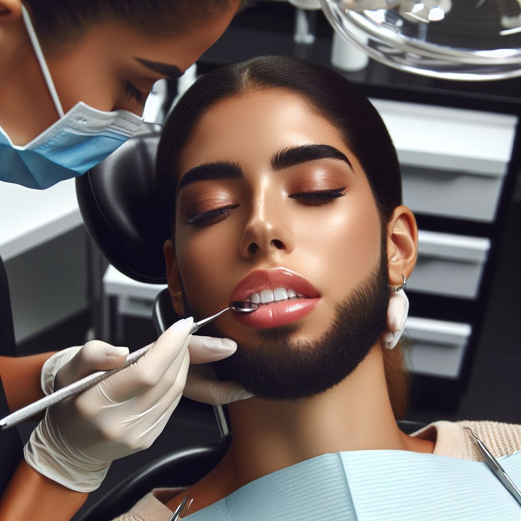 Dentist examining a patient’s teeth at Alanya Risus Dental Center