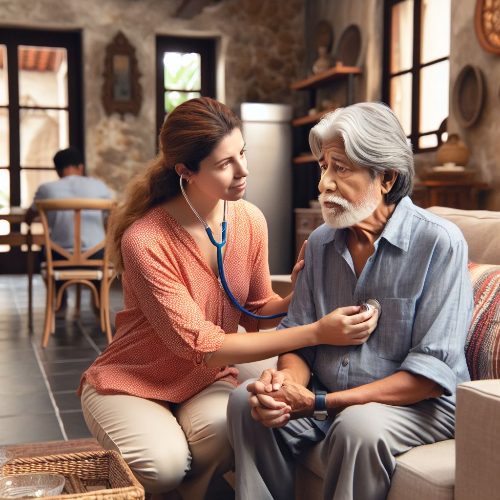 Alanya Sağlık Kabini Evde Bakım nurse assisting an elderly patient at home