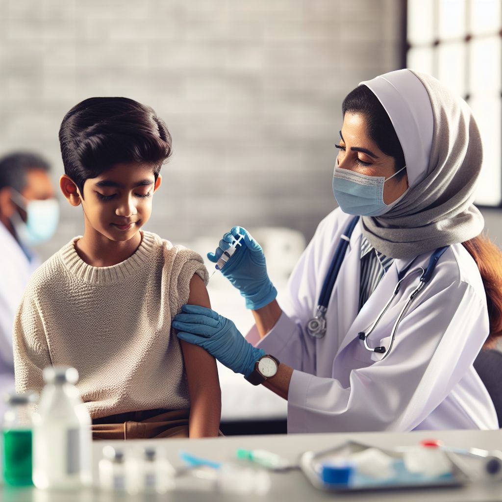 Vaccination administration at Alanya Şehit Piyade Uzman Çavuş Zekeriya ZENCİRLİ Aile Sağlığı Merkezi, promoting health services for families in Alanya.