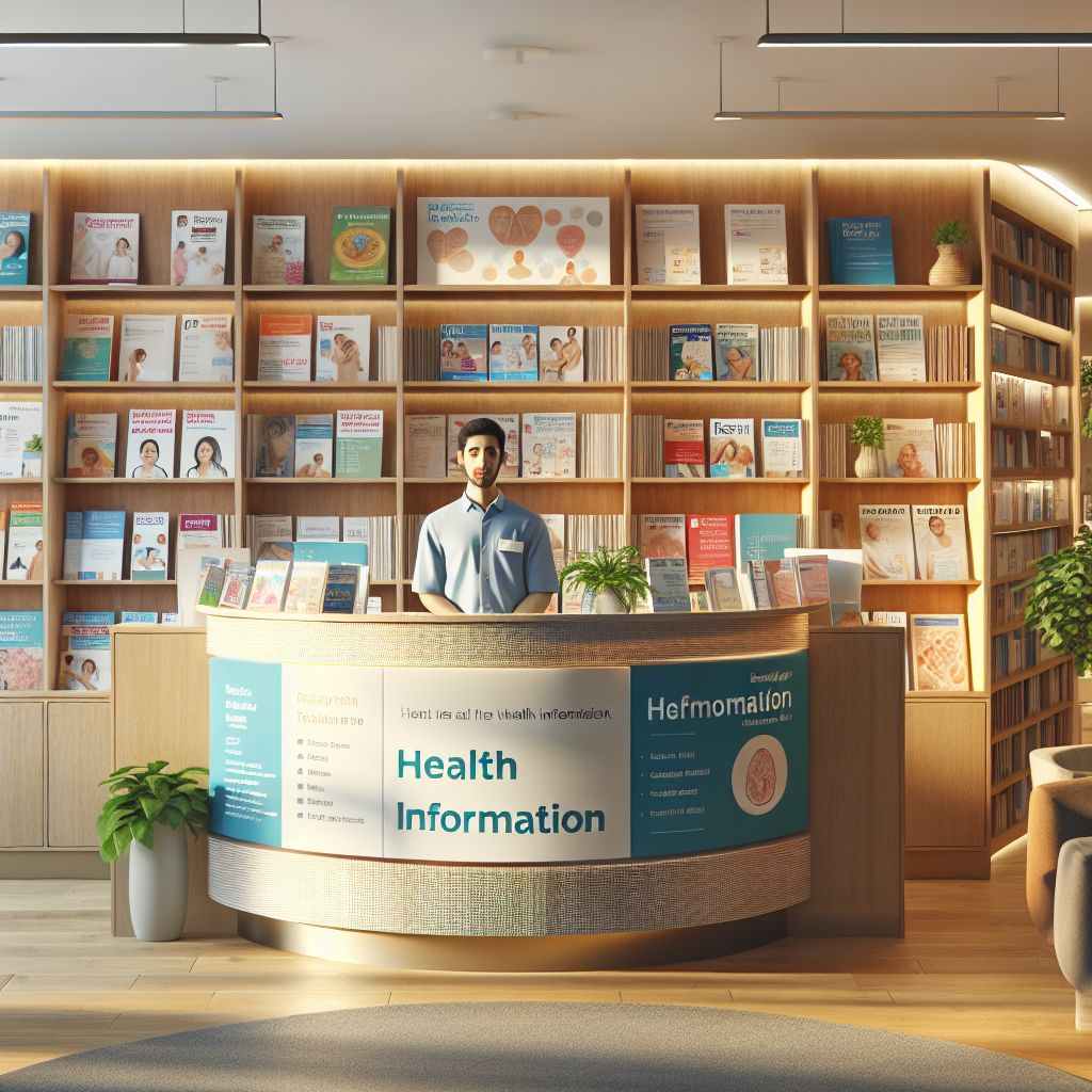Interior view of Alanya Tamer Nursan Yalçın Sağlık Ocağı with health information displays