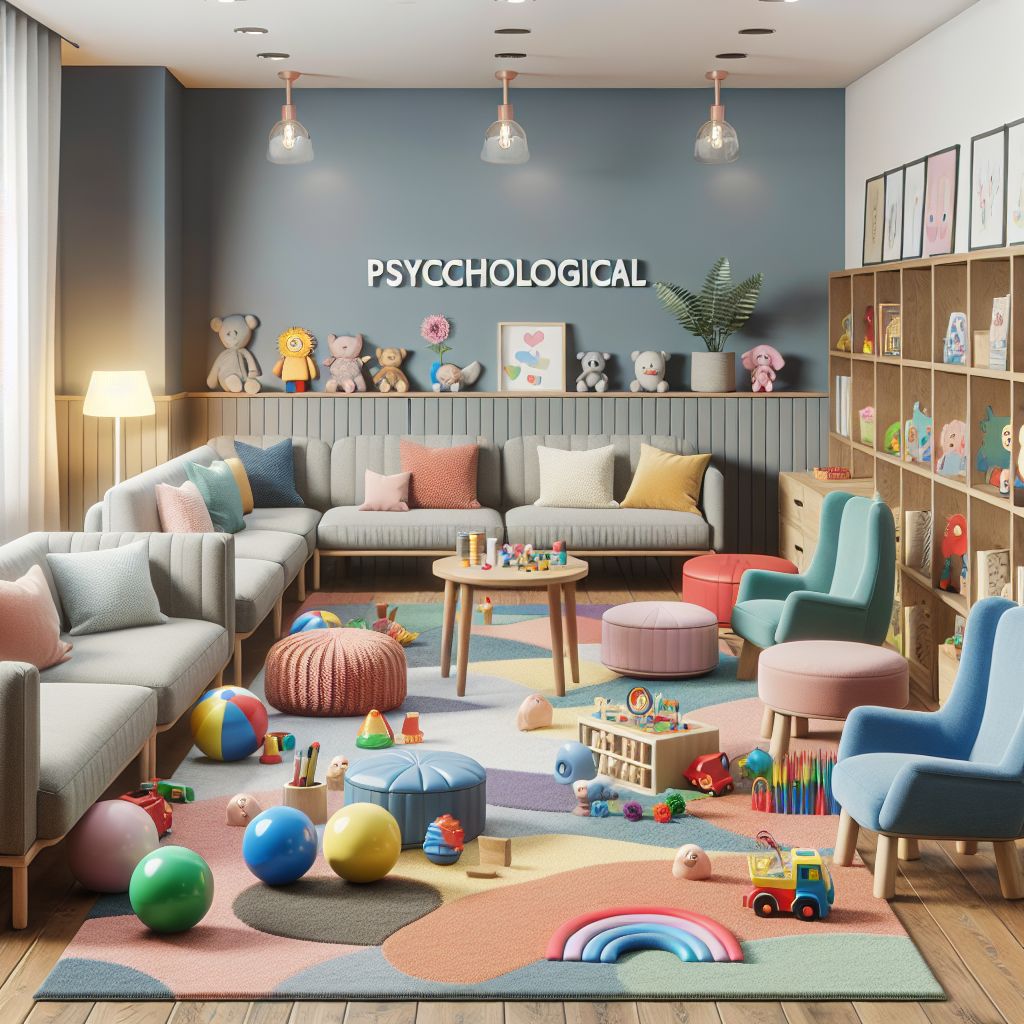 Therapy room for children at Alanya Uzm.Psikolog Şeyda Türker Kaba featuring bright colors and playful decor.