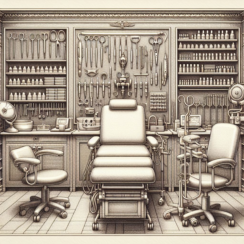 Consultation room inside CANDAN Sağlık Hizmetleri Alanya equipped with medical instruments.