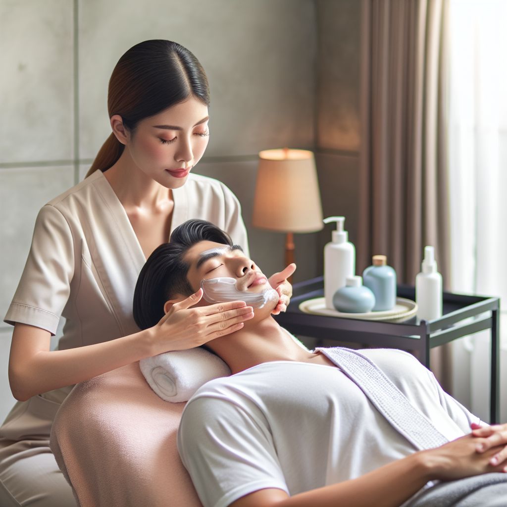 Beauty therapist providing a facial treatment at ÇiBu BEAUTY Alanya