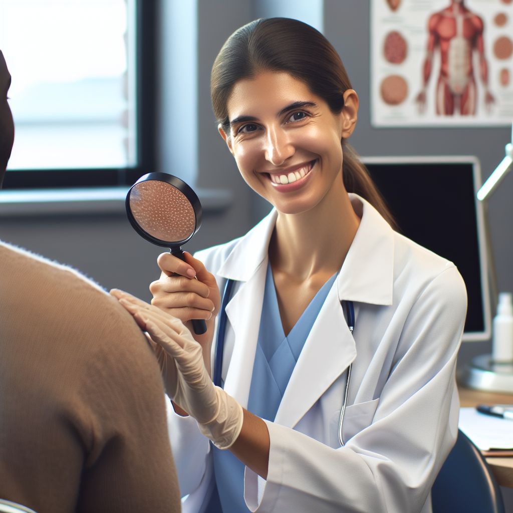 Dr. Gamze Alkız providing personalized dermatological care to a patient