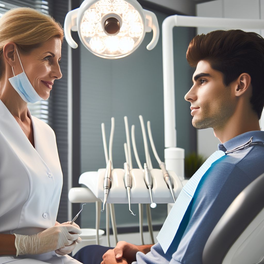 Dentist Dt. Hatice DEMİR consulting with a patient