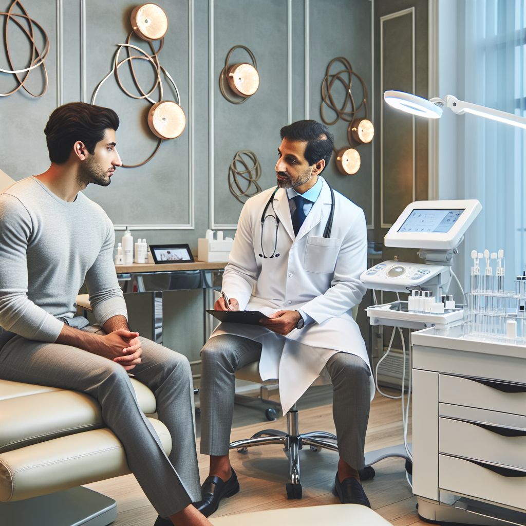 Aesthetic specialist consulting with patient at Dünya Çapında Estetik Alanya