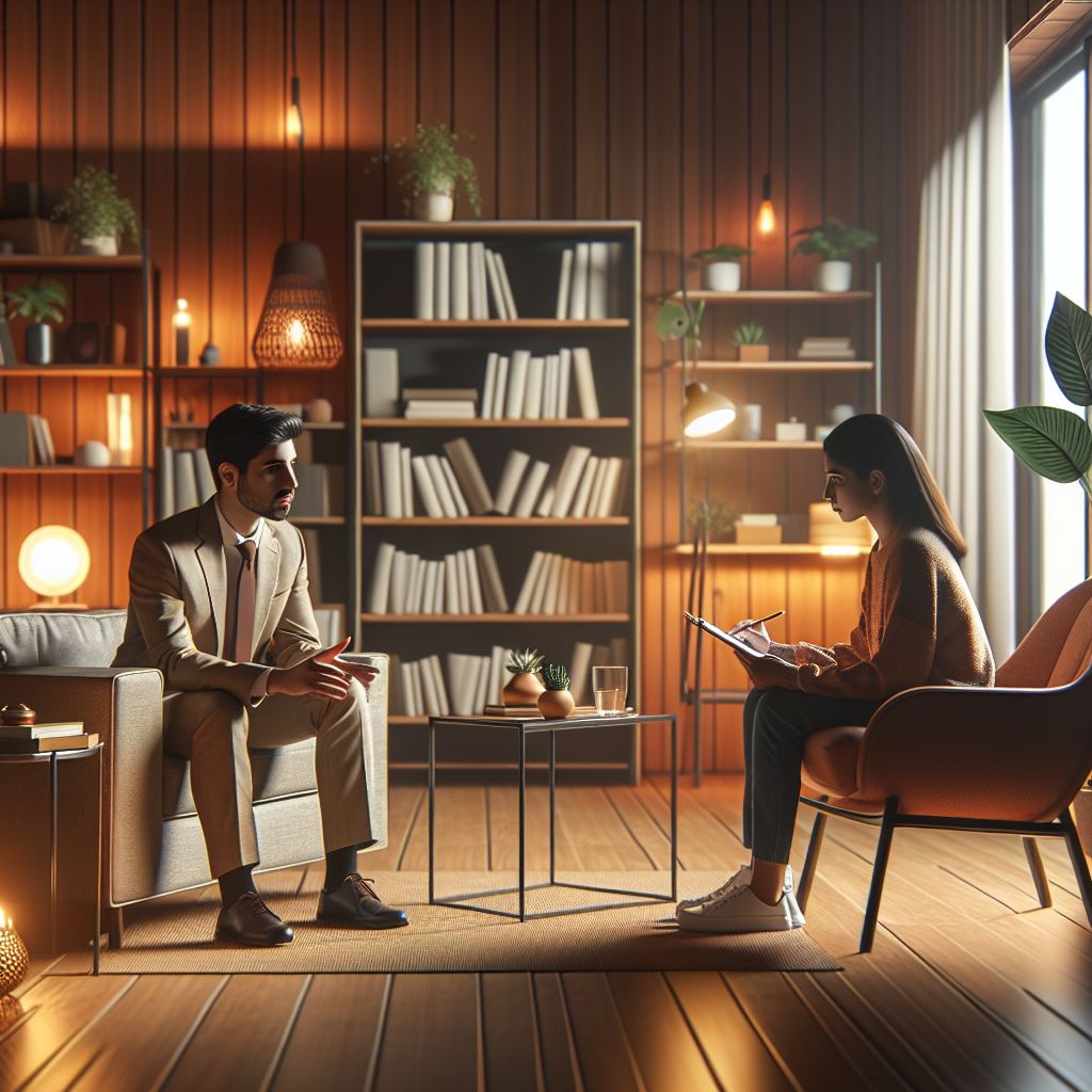 Psychologist engaging with a client during a therapy session at Erkuş Psikolojik Danışmanlık Alanya.