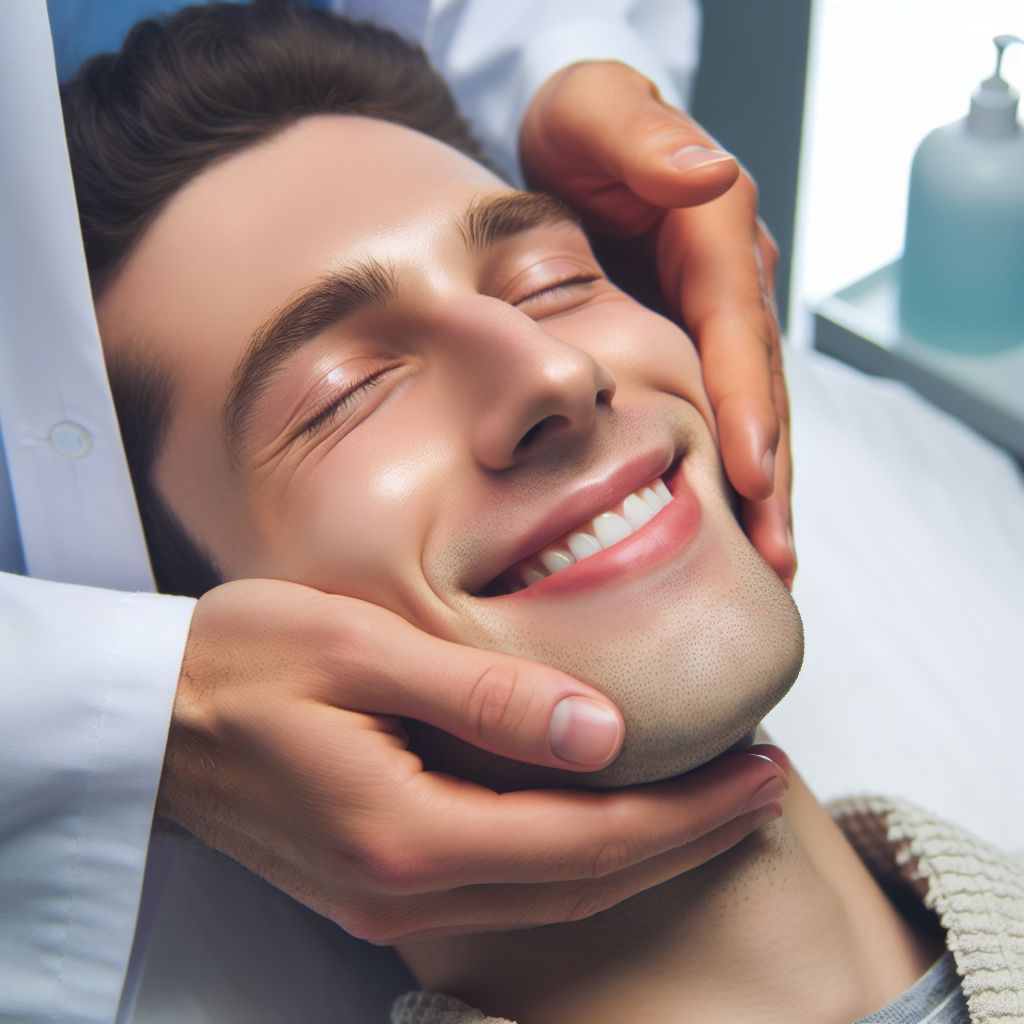 Client receiving facial treatment at Estetik Alanya