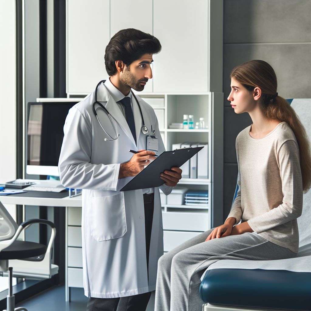 Doctor consulting with a patient in an examination room at Keia Health Alanya.
