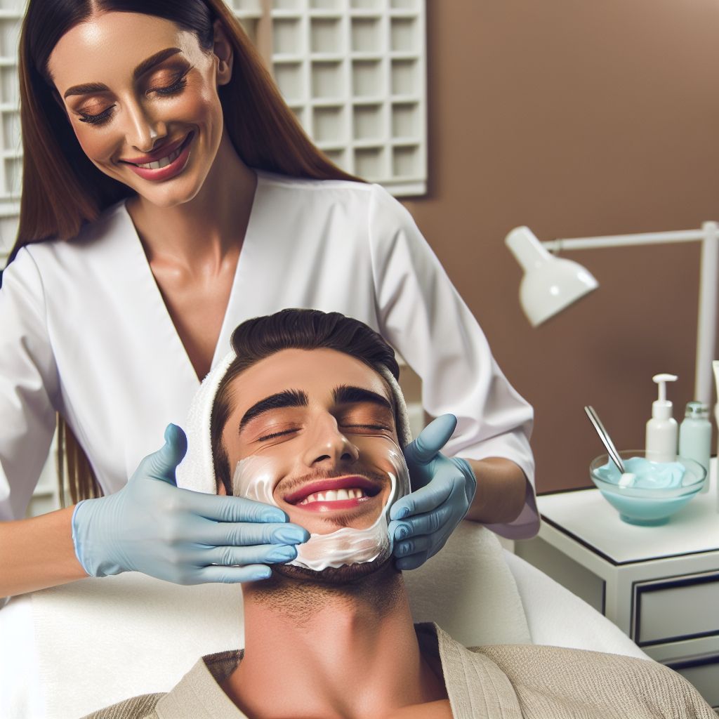 Client enjoying a facial treatment at Medilase Estetik ve Güzellik Merkezi