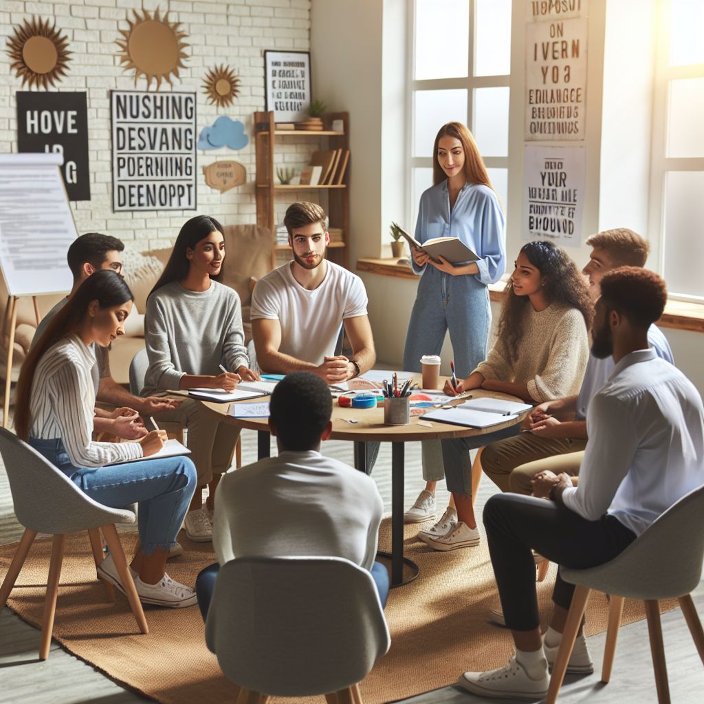 Participants engaged in a personal development workshop at Mentis Bireysel Danışmanlık Alanya.