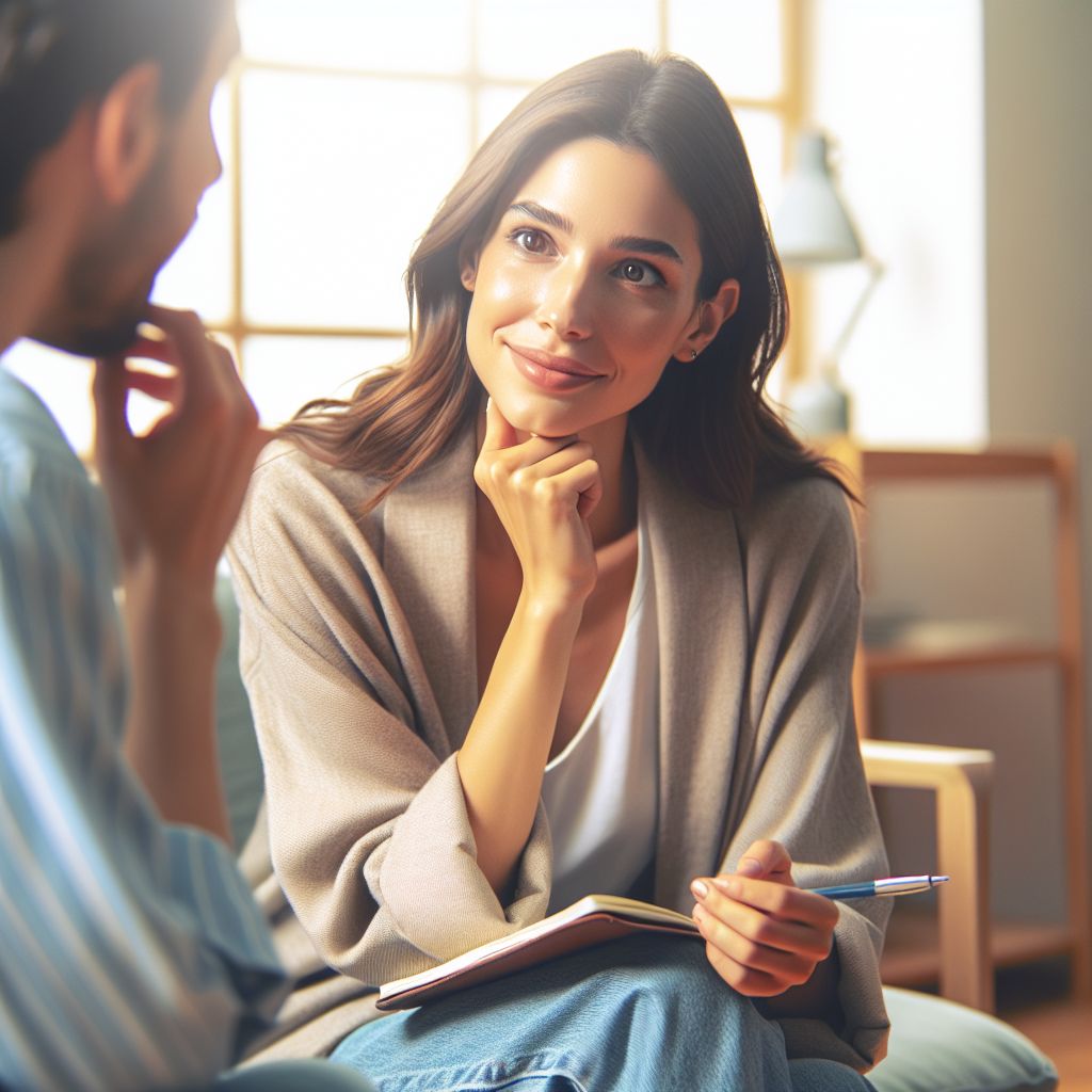 Psychologist Berna Basar Alanya with a client during therapy